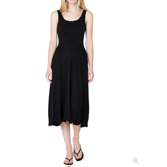 NWT Vince Black mixed media Midi Dress Scoop Neck Sleeveless tank XS - Picture 1 of 12